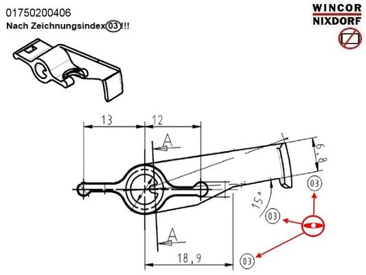 China 1750200406 ATM PARTS WINCOR CINEO C4060 SWITCH-LEVER-VS 01750200406 IN MOUDLE 1750200435 fournisseur