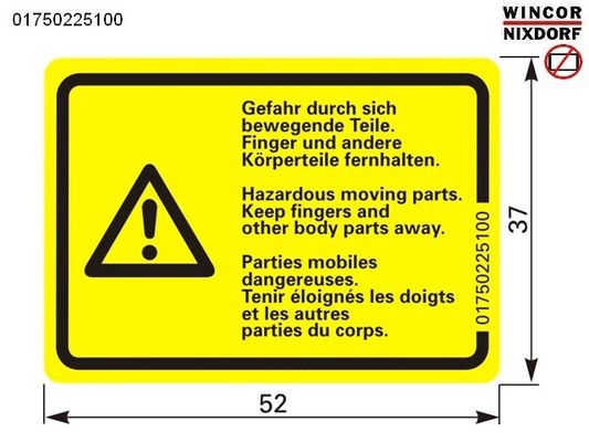 China ATM Machine ATM spare parts 1750225100 CINEO C4060 WARNING LABEL MOVING PARTS (37X52) 01750225100 IN MOUDLE 1750126457 fournisseur